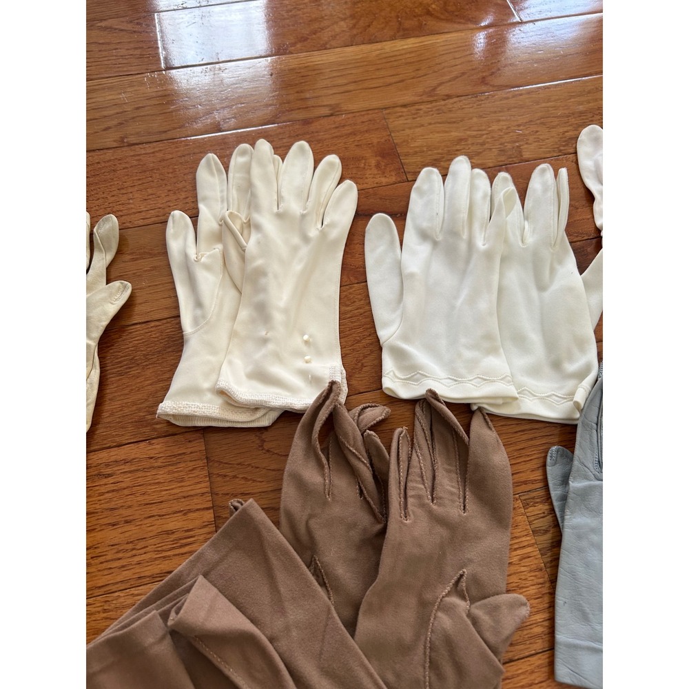 Vintage Gloves Lot Leather Fabric Opera Length Costume Mid Century 16 Pairs - Picture 6 of 10